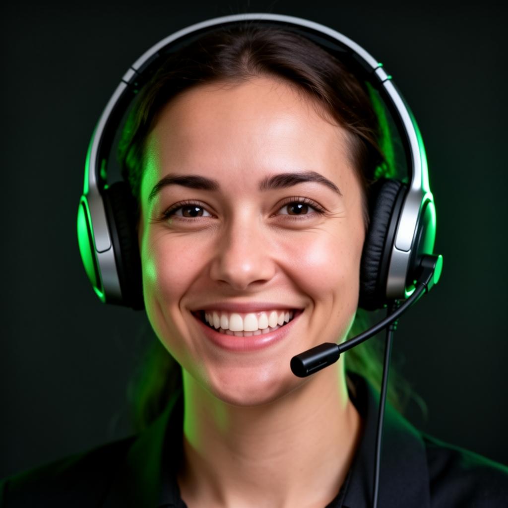 Smiling HookZ CX contact center agent wearing a headset